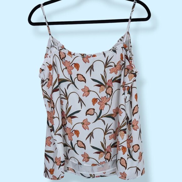 LOFT White Floral Flowy Lined Tank Top - Picture 5 of 7